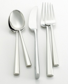 The Malmo colection from kate spade redefines modern tabletop style with precision lines and uniquely sloping, tubelike handles. Includes a cold meat fork, tablespoon and butter knife (not shown). The Malmo colection from kate spade redefines modern tabletop style with precision lines and uniquely sloping, tubelike handles. Includes a cold meat fork, tablespoon and butter knife (not shown).