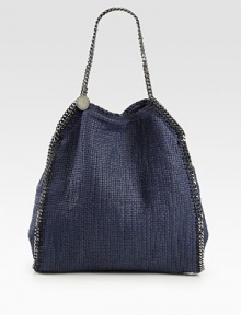 Polished goldtone chains edge this stash-it-all essential crafted from striped cotton tricot.Double top handles, 13 dropTop snap closureOne inside zip pocketOne inside open pocketFully lined14W X 14H X 7DMade in Italy
