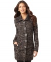 Keep cozy with the elongated length and marled knit of this petite sweater coat by Alfani. The tunic length is as stylish as it is warm! (Clearance)