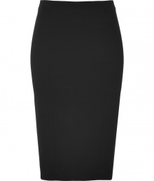 The classic pencil skirt gets a modern update with this luxe version from Donna Karan - Figure-hugging fit, back concealed zip closure and slit - Style with a blouse, a draped front leather jacket, and platform heels The classic pencil skirt gets a modern update with this luxe version from Donna Karan - Figure-hugging fit, back concealed zip closure and slit - Style with a blouse, a draped front leather jacket, and platform heels