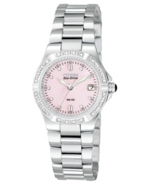 This Citizen watch looks pretty in pink while going for green - the Eco-Drive movement is powered by light.