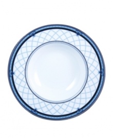 Set the table with English country charm with the Countess Collection form Royal Doulton. A charming lattice design is accented by cobalt and silver bands as well as delicate paisley flowers. 7 oz. Set the table with English country charm with the Countess Collection form Royal Doulton. A charming lattice design is accented by cobalt and silver bands as well as delicate paisley flowers. 7 oz.