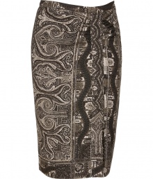 Work an iconic paisley into your sophisticated daytime look with a characteristic print stretch wool-blend skirt from Etro - Hidden side zip, ruched front panel, front slit, form-fitting - Pair with a color-pop cashmere cardigan and sleek platform pumps Work an iconic paisley into your sophisticated daytime look with a characteristic print stretch wool-blend skirt from Etro - Hidden side zip, ruched front panel, front slit, form-fitting - Pair with a color-pop cashmere cardigan and sleek platform pumps
