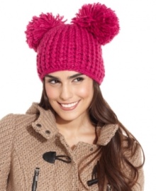Have some fun when the cold weather sets in with this playful knit hat from Collection XIIX that's topped off with two pretty pom poms. Have some fun when the cold weather sets in with this playful knit hat from Collection XIIX that's topped off with two pretty pom poms.