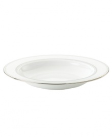 Set the table with poise and purpose. The Library Lane collection features tailored platinum bands on white china that bring black tie elegance to any meal. Pasta/rim soup bowl not shown. Set the table with poise and purpose. The Library Lane collection features tailored platinum bands on white china that bring black tie elegance to any meal. Pasta/rim soup bowl not shown.