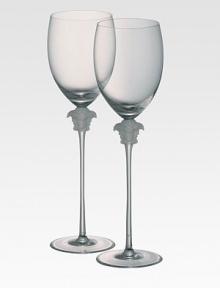 A classic, generous shape crystal in weighty crystal, adorned by the House of Versace's signature Medusa logo. From the Medusa Lumiere CollectionSet of 2Full-lead crystal11 oz.10¼ highHand washImported A classic, generous shape crystal in weighty crystal, adorned by the House of Versace's signature Medusa logo. From the Medusa Lumiere CollectionSet of 2Full-lead crystal11 oz.10¼ highHand washImported