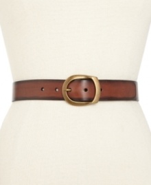 A classic polished leather belt from Fossil that complements your favorite pair of weekend jeans. A classic polished leather belt from Fossil that complements your favorite pair of weekend jeans.