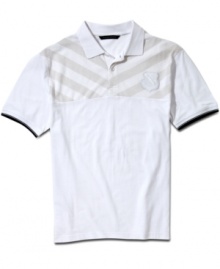 Kick your casual wardrobe up a notch with the fresh striped style of this Sean John polo shirt.