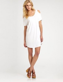 Give the bold shoulder in this ultra-soft scoopneck, styled with cutout shoulders, short dolman sleeves and a scoopback. ScoopneckCutout shouldersShort dolman sleevesScoopbackAbout 20 from natural waist50% supima cotton/50% modalDry cleanMade in USAModel shown is 5'10 (177cm) wearing US size Small. Give the bold shoulder in this ultra-soft scoopneck, styled with cutout shoulders, short dolman sleeves and a scoopback. ScoopneckCutout shouldersShort dolman sleevesScoopbackAbout 20 from natural waist50% supima cotton/50% modalDry cleanMade in USAModel shown is 5'10 (177cm) wearing US size Small.