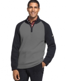 Up your cool factor. This Nautica fleece features bold color blocking for added punch. Up your cool factor. This Nautica fleece features bold color blocking for added punch.