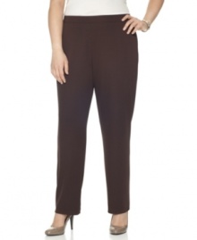 Enjoy the comfort of J Jones New York's slim leg plus size pants, featuring pull-on styling.