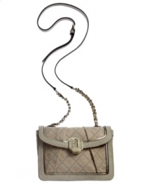 Lady-like and lovely, this petite yet surprisingly spacious silhouette from GUESS goes from deskside to dinner date in a wink. Graphic 4-G pattern and signature golden hardware lend a luxe look, while the well-organized interior stows phone, wallet and makeup with ease. Lady-like and lovely, this petite yet surprisingly spacious silhouette from GUESS goes from deskside to dinner date in a wink. Graphic 4-G pattern and signature golden hardware lend a luxe look, while the well-organized interior stows phone, wallet and makeup with ease.
