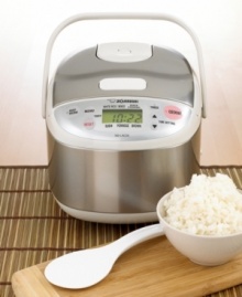 Rice done right. This rice cooker ensures each grain is perfectly prepared, done just how you need it with intuitive menu settings: white/sushi, porridge, brown and quick cook. The automatic keep warm feature helps maintain freshness until ready to serve. One-year limited warranty. Model NS-LAC05.