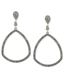 Shapely and stylish. This pair of drop earrings from Vince Camuto is crafted from silver-tone mixed metal with glass crystal pave accents adding a sparkling touch. Approximate drop: 2-1/2 inches.