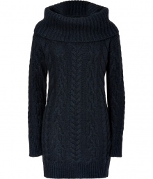 Take on the new season in ultra luxe style with Malos chunky knit cashmere cabled dress, perfect for cozy weekends with flats, or chic days at the office with heels - Oversized ribbed turtleneck, long sleeves, ribbed trim - Form-fitting - Wear with flats and shoppers, or with statement heels and sleek carryall totes Take on the new season in ultra luxe style with Malos chunky knit cashmere cabled dress, perfect for cozy weekends with flats, or chic days at the office with heels - Oversized ribbed turtleneck, long sleeves, ribbed trim - Form-fitting - Wear with flats and shoppers, or with statement heels and sleek carryall totes
