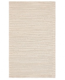 The softest wool and felt fibers are here hand-woven in India to replicate the handsome, rugged look of nautical sweaters in the Spinnaker Knit area rug from Lauren Ralph Lauren. A clean and simple, yet authentic staple made for any modern home.