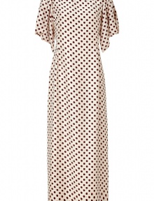 With a quirky-cool polka dot print and a dramatic maxi length, this silk frock from Raoul will elevate your date night style - Round neck, draped short puff sleeves, straight silhouette, maxi-length, back half button placket and concealed zip closure, all-over multicolored dot print - Wear with metallic heels and a chain-detailed shoulder bag With a quirky-cool polka dot print and a dramatic maxi length, this silk frock from Raoul will elevate your date night style - Round neck, draped short puff sleeves, straight silhouette, maxi-length, back half button placket and concealed zip closure, all-over multicolored dot print - Wear with metallic heels and a chain-detailed shoulder bag