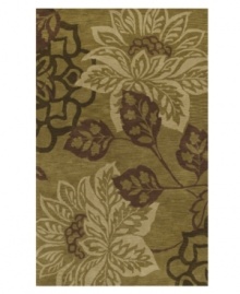 Stylized blossoms are set against a rich, natural moss ground to create an accent that instantly warms any space. Hand-tufted in India using soft, thick-pile wool, this area rug from Dalyn is simply bursting with beauty. Stylized blossoms are set against a rich, natural moss ground to create an accent that instantly warms any space. Hand-tufted in India using soft, thick-pile wool, this area rug from Dalyn is simply bursting with beauty.
