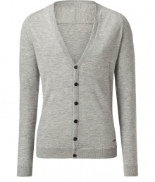 A perennial favorite in mens fashion: the cardigan - Jacket made ..of fine, grey heather cashmere - Modern slim fit with a V-neck and full-length button placket - Perfect for a casual look with jeans or light pants - Can be worn very well under a blazer even - A garment for every season A perennial favorite in mens fashion: the cardigan - Jacket made ..of fine, grey heather cashmere - Modern slim fit with a V-neck and full-length button placket - Perfect for a casual look with jeans or light pants - Can be worn very well under a blazer even - A garment for every season