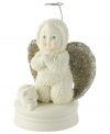 Say a little prayer. A precious Snowbaby with piercing blue eyes and rosy cheeks sits with a sleeping feline in this figurine, a sweet gift for yourself or someone special. From Department 56.