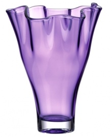 Stunning on its own, the Organics purple vase from Lenox makes an impact sans bouquet. Heavy crystal with a playful ruffled edge and vivid hue tops tables and shelves with artful elegance.  Qualifies for Rebate