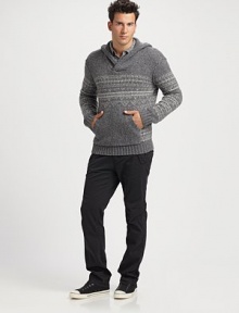 A preppy Fair Isle pattern goes sporty in this pullover sweater with front pouch pocket. About 27 from shoulder to hem65% lambswool/30% nylon/5% cashmereDry cleanImported A preppy Fair Isle pattern goes sporty in this pullover sweater with front pouch pocket. About 27 from shoulder to hem65% lambswool/30% nylon/5% cashmereDry cleanImported