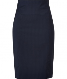 Sleekly sophisticated, Hugos navy viscose stretch skirt is a workwear must - Higher-waisted pencil cut is fitted and ultra-feminine - Decorative seams flatter and contour every curve - Banded waist and rear zip - Hits above the knee - Easily transitions from the office to after hours cocktails, dinners and events - Pair with a silk blouse and blazer or a cashmere pullover and leather jacket and style with platform pumps Sleekly sophisticated, Hugos navy viscose stretch skirt is a workwear must - Higher-waisted pencil cut is fitted and ultra-feminine - Decorative seams flatter and contour every curve - Banded waist and rear zip - Hits above the knee - Easily transitions from the office to after hours cocktails, dinners and events - Pair with a silk blouse and blazer or a cashmere pullover and leather jacket and style with platform pumps