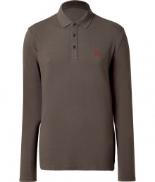 A versatile casual favorite, the classic polo gets a modern update with this slim long sleeve version from Burberry Brit - Spread collar, front button placket, long sleeves, slim fit, logo detail at chest - Wear with straight leg jeans or chinos, a parka, and boots A versatile casual favorite, the classic polo gets a modern update with this slim long sleeve version from Burberry Brit - Spread collar, front button placket, long sleeves, slim fit, logo detail at chest - Wear with straight leg jeans or chinos, a parka, and boots