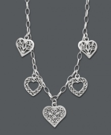 This Giani Bernini style is certain to capture your heart. For the free-spirited fashionista, five filigree hearts create an enchanting look you'll cherish forever. Crafted in sterling silver. Approximate length: 16 inches. This Giani Bernini style is certain to capture your heart. For the free-spirited fashionista, five filigree hearts create an enchanting look you'll cherish forever. Crafted in sterling silver. Approximate length: 16 inches.