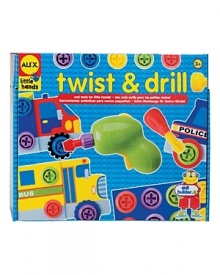 A real battery-powered reversible drill developed specifically for little hands! Comes with 3 plastic drill bits and 28 chunky plastic nuts and bolts to build 4 cars with spinning wheels. Helps to develop hand-eye coordination and improve fine motor skills. Kit includes a practice board and storage case with handle. A real battery-powered reversible drill developed specifically for little hands! Comes with 3 plastic drill bits and 28 chunky plastic nuts and bolts to build 4 cars with spinning wheels. Helps to develop hand-eye coordination and improve fine motor skills. Kit includes a practice board and storage case with handle.