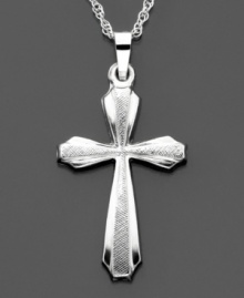 Pure and elegant, this stylized Florentine cross pendant is crafted in 14k white gold. Approximate length: 1-1/4 inches. Chain not included. Pure and elegant, this stylized Florentine cross pendant is crafted in 14k white gold. Approximate length: 1-1/4 inches. Chain not included.