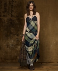 An unexpected mix of plaid and lace renders Denim & Supply Ralph Lauren's elegant slip silhouette with heritage inspiration and effortless style.