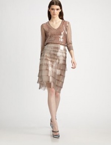 Layer after layer of delicate eyelash fringe lend a textural touch to this playful style.Allover fringed tiersConcealed back zipFully linedAbout 24 longPolyesterDry cleanMade in Italy of imported fabricModel shown is 5'9 (175cm) wearing US size 4. 