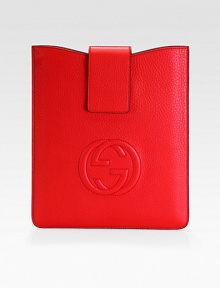 Soho leather iPad case with closure.LeatherLight fine gold hardwareEmbossed interlocking G detailSuede lining8.7W x 10.23H x 1.2DMade in Italy Soho leather iPad case with closure.LeatherLight fine gold hardwareEmbossed interlocking G detailSuede lining8.7W x 10.23H x 1.2DMade in Italy