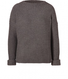 Understated and chic, Vinces modern cut pullover is must-have staple for contemporary looks - High crew neck, long sleeves, dropped shoulders, allover chunky knit rib, longer back - Easy boxy fit - Wear with leather leggings and ankle boots, or over pencil skirts with platform pumps Understated and chic, Vinces modern cut pullover is must-have staple for contemporary looks - High crew neck, long sleeves, dropped shoulders, allover chunky knit rib, longer back - Easy boxy fit - Wear with leather leggings and ankle boots, or over pencil skirts with platform pumps