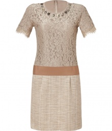 Take on this seasons love for everything ladylike in Steffen Schrauts mixed-media lace detailed dress - Embellished round neckline, short sleeves with scalloped trim, grosgrain waistband, hidden back zip - Tailored fit - Wear with patent leather flats and a leather tote for work Take on this seasons love for everything ladylike in Steffen Schrauts mixed-media lace detailed dress - Embellished round neckline, short sleeves with scalloped trim, grosgrain waistband, hidden back zip - Tailored fit - Wear with patent leather flats and a leather tote for work