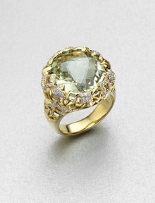 From the Tapestry Collection. A stunning, faceted prasiolite stone set in radiant 18k gold accented with dazzling diamonds. PrasioliteDiamonds, .46 tcw18k goldImported From the Tapestry Collection. A stunning, faceted prasiolite stone set in radiant 18k gold accented with dazzling diamonds. PrasioliteDiamonds, .46 tcw18k goldImported