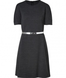Update your ladylike looks with a sleek modern edge in Tara Jarmons mirrored metallic belted knit dress - Rounded neckline, short puffed dolman sleeves with slit cuffs, hidden back zip, mirrored metallic belt with push-stud closures - A-line silhouette, tailored feminine fit - Team with statement heels and matching metallic accessories Update your ladylike looks with a sleek modern edge in Tara Jarmons mirrored metallic belted knit dress - Rounded neckline, short puffed dolman sleeves with slit cuffs, hidden back zip, mirrored metallic belt with push-stud closures - A-line silhouette, tailored feminine fit - Team with statement heels and matching metallic accessories