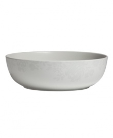 The dual-purpose Bliss cream soup or pasta bowl from Monique Lhuillier for Royal Doulton is made for every day, shaped for modern decor and draped with romantic florals in a soft, muted palette. The dual-purpose Bliss cream soup or pasta bowl from Monique Lhuillier for Royal Doulton is made for every day, shaped for modern decor and draped with romantic florals in a soft, muted palette.