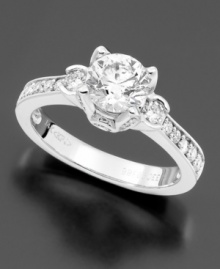 A feminine, ornate design takes this gorgeous engagement ring to a new level. Round-cut certified diamonds (1-3/4 ct. t.w.) form an eye-catching center cluster, with round-cut channel-set diamonds. Set in beautiful 14k white gold. A feminine, ornate design takes this gorgeous engagement ring to a new level. Round-cut certified diamonds (1-3/4 ct. t.w.) form an eye-catching center cluster, with round-cut channel-set diamonds. Set in beautiful 14k white gold.