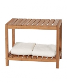 Keep it organized in style with the Eco spa bench, boasting a bottom shelf ideal for towels or bath necessities. Featuring hand-crafted, eco-friendly bamboo wood for decorative and functional storage perfect for the bath. Easy assembly, hardware included. Keep it organized in style with the Eco spa bench, boasting a bottom shelf ideal for towels or bath necessities. Featuring hand-crafted, eco-friendly bamboo wood for decorative and functional storage perfect for the bath. Easy assembly, hardware included.