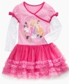 Disney princesses sparkle on the front of this tutu dress, with floaty ruffles to give her a sweet style.