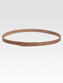 This slim leather style is finished with a subtle signature punto dot.Peg buckleStitched end detailAbout ½ wideLeatherMade in Switzerland of Italian fabric This slim leather style is finished with a subtle signature punto dot.Peg buckleStitched end detailAbout ½ wideLeatherMade in Switzerland of Italian fabric