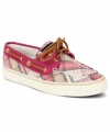 Sunny as a seaside day. Brighten up with the Bahama boat shoes by Sperry Top-Sider, styled in the brightest of plaids.