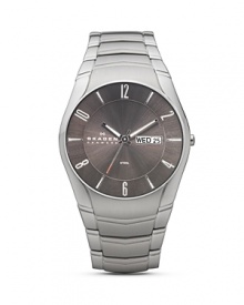 A timeless timepiece in brushed stainless steel with a sophisticated gray dial.