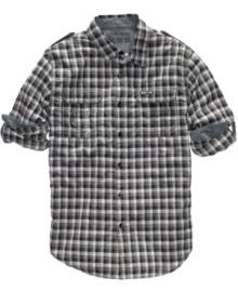 Check yourself with sweet casual style. This checked shirt from DKNY Jeans is a weekend essential.