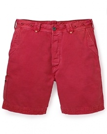 These sporty, ultra-hip shorts are the ultimate in casual cool, with fun details like decorative buttons on the waistband and a pocket on the lower right leg. These sporty, ultra-hip shorts are the ultimate in casual cool, with fun details like decorative buttons on the waistband and a pocket on the lower right leg.