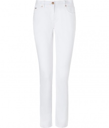 Classic white denim pants from Michael Kors - Infuse instant chic to any ensemble with these bright white jeans - Five-pocket styling, straight leg fit, gold-tone rivets - Wear with an oversized sweater, a slim parka, and over-the-knee boots