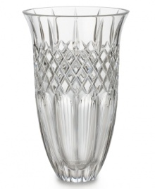 Narrow flutes and a diamond grid converge in pristine Waterford crystal, gracing the Shelton vase with old-world resplendency. A beautiful host for fresh flowers in your own home – or a memorable gift for someone you love. Shown center.