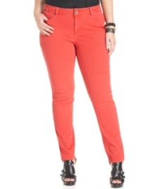 Give your denim a blast of color with DKNY Jeans' plus size skinny jeans, finished by an orange wash!